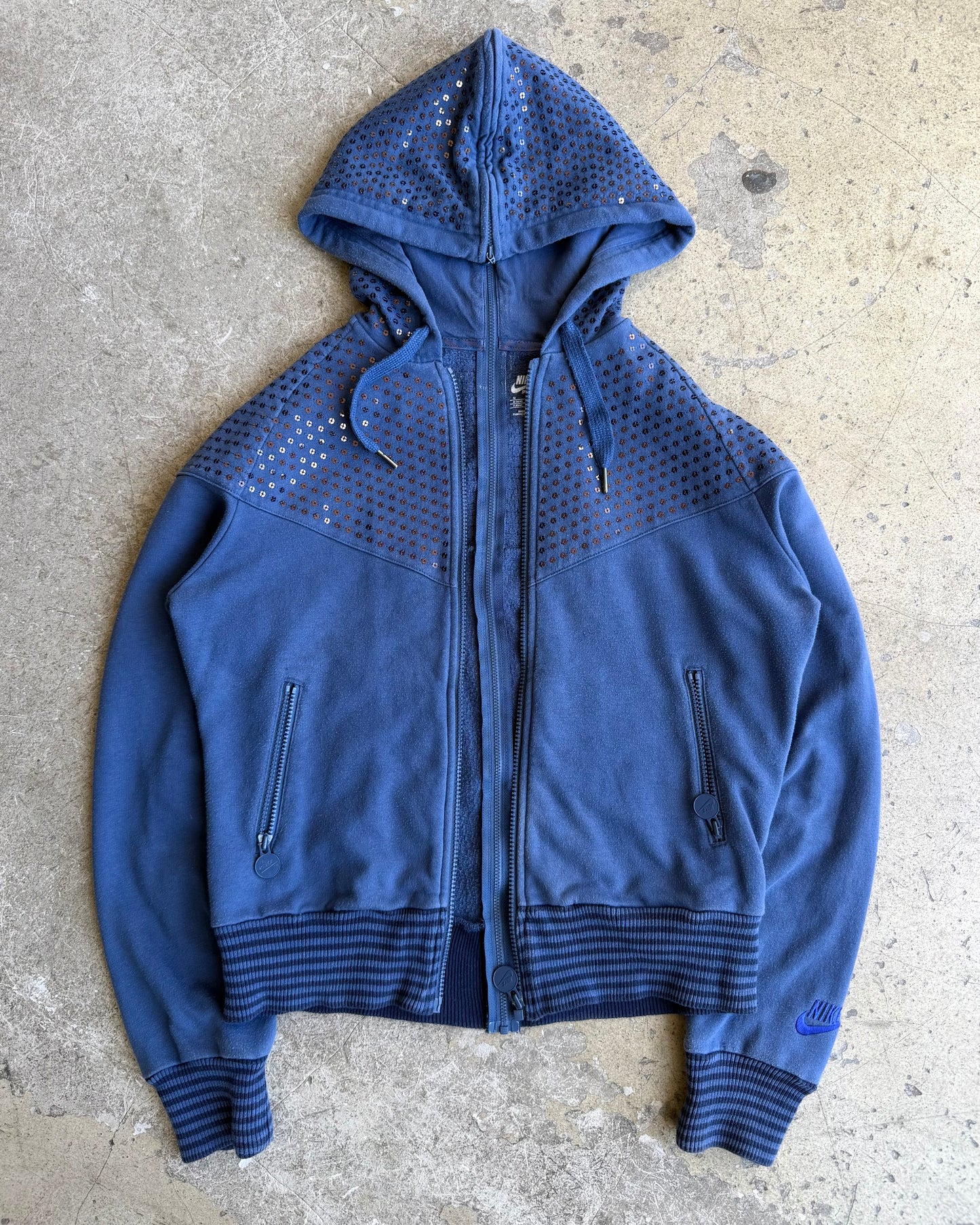 2009 Nike ‘Reverse Zip’ Navy Sequin Hoodie (S)