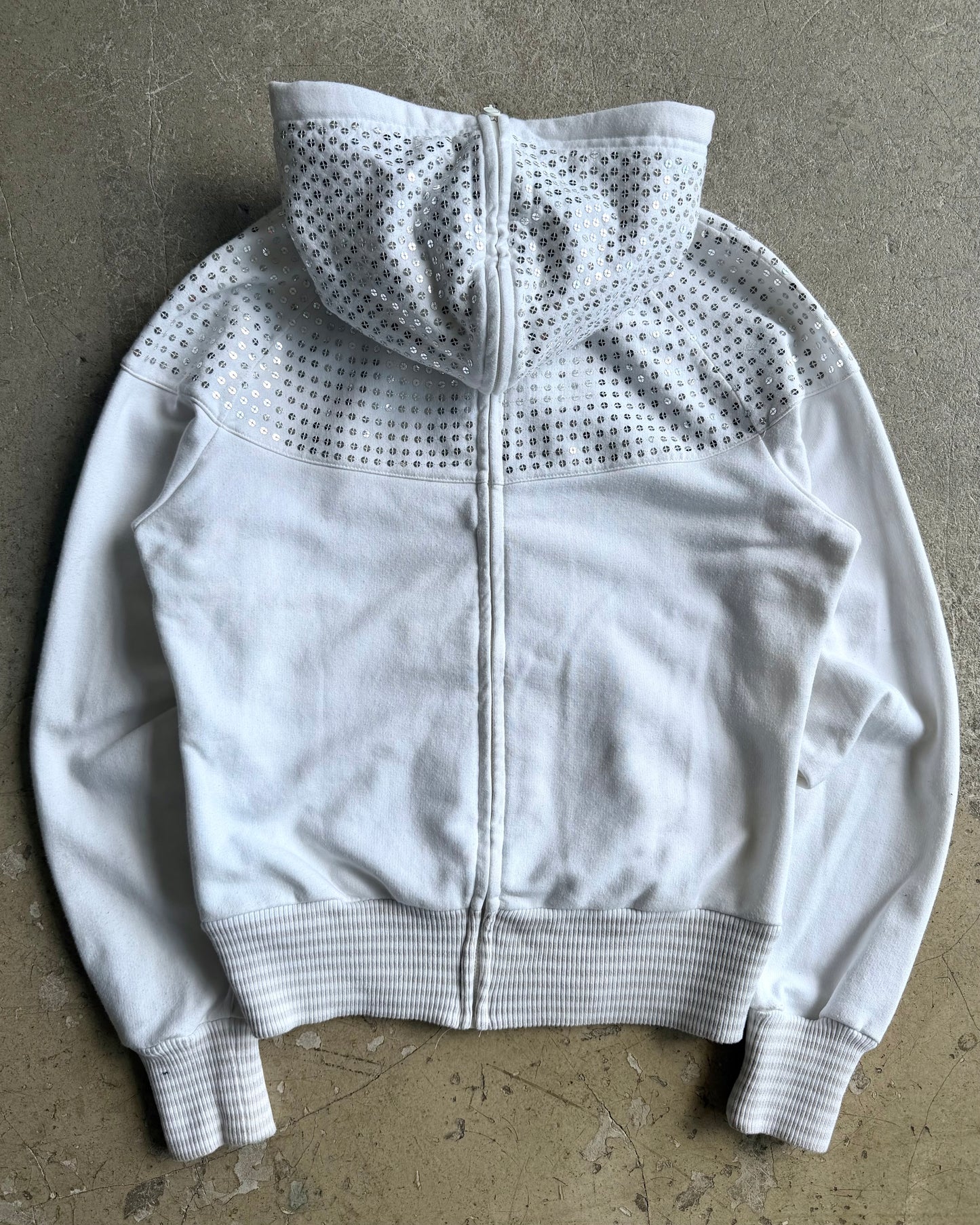 2009 Nike ‘Reverse Zip’ White Sequin Hoodie (S)