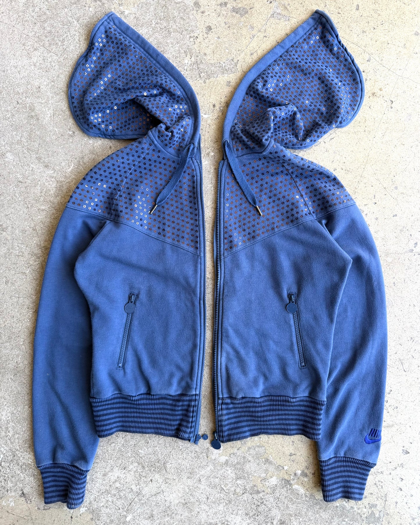 2009 Nike ‘Reverse Zip’ Navy Sequin Hoodie (S)